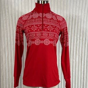 Snow Angel red Chami Alpine Graphic 1/4 Zip T-neck base layer top